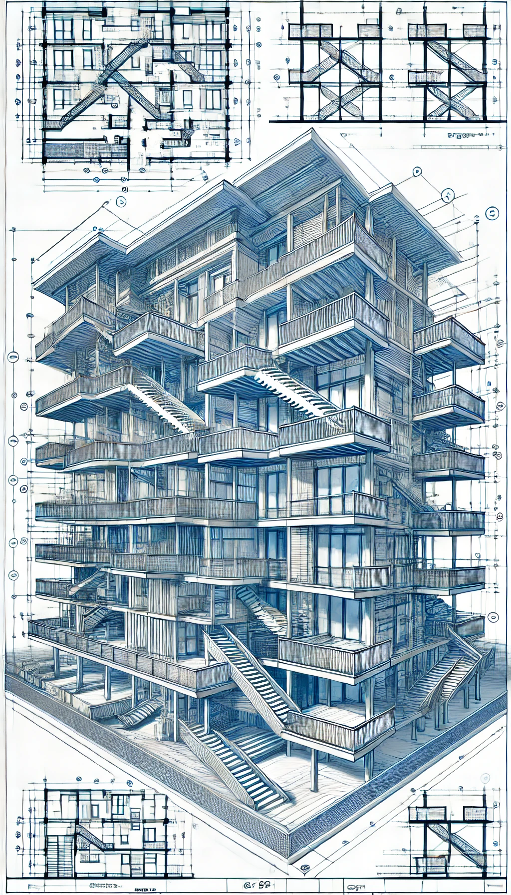 SB326-SB721-wooden decks connected by staircases